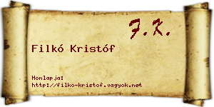 Filkó Kristóf névjegykártya